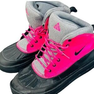 Nike ACG Woodside 2 High Pink Black Duck Boots 524876-600 Youth 6.5Y / Womens 8